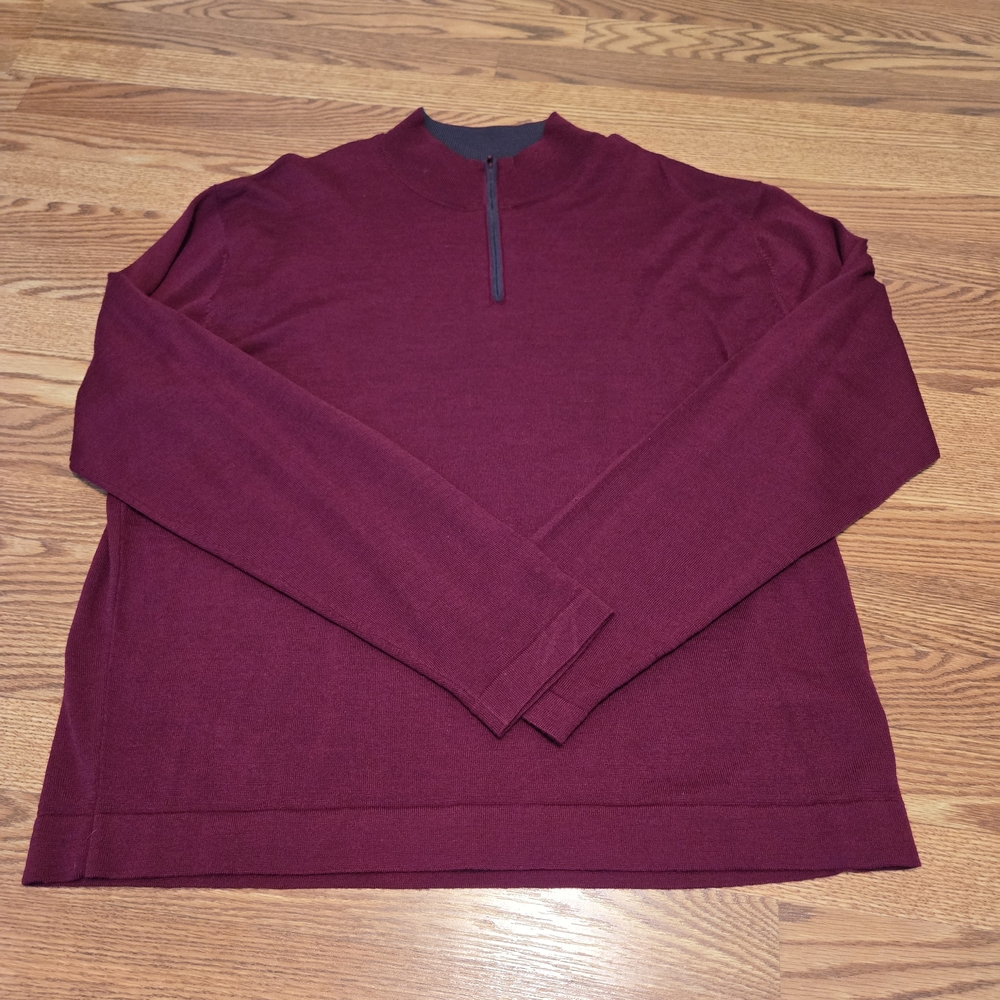 jf j.ferrar Men's Maroon Quarter-Zip Sweater